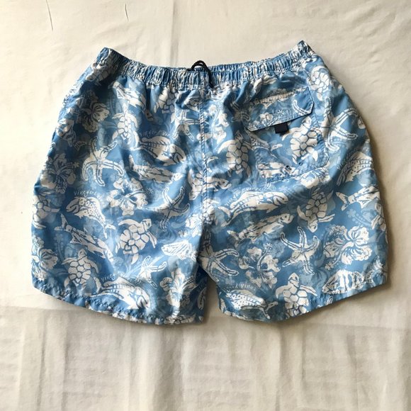 Vineyard Vines Swim Trunks Mens Size XL 18 Blue Bathing Suit Turtle Fish Dolphin - Picture 7 of 16